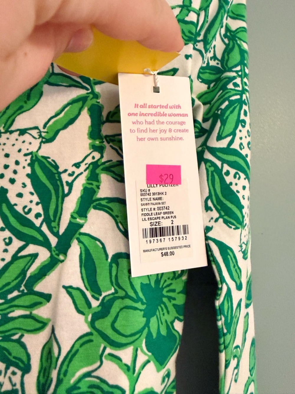 2 Lilly Pulitzer Girls Floral Long-Sleeve Pajama Sets - Pink & Green - Picture 8 of 8